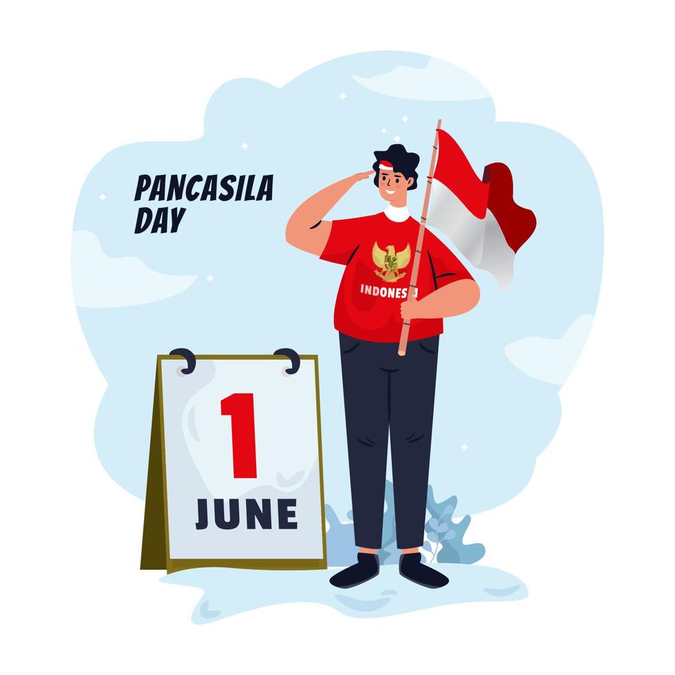 Flat design happy Indonesian Pancasila day vector