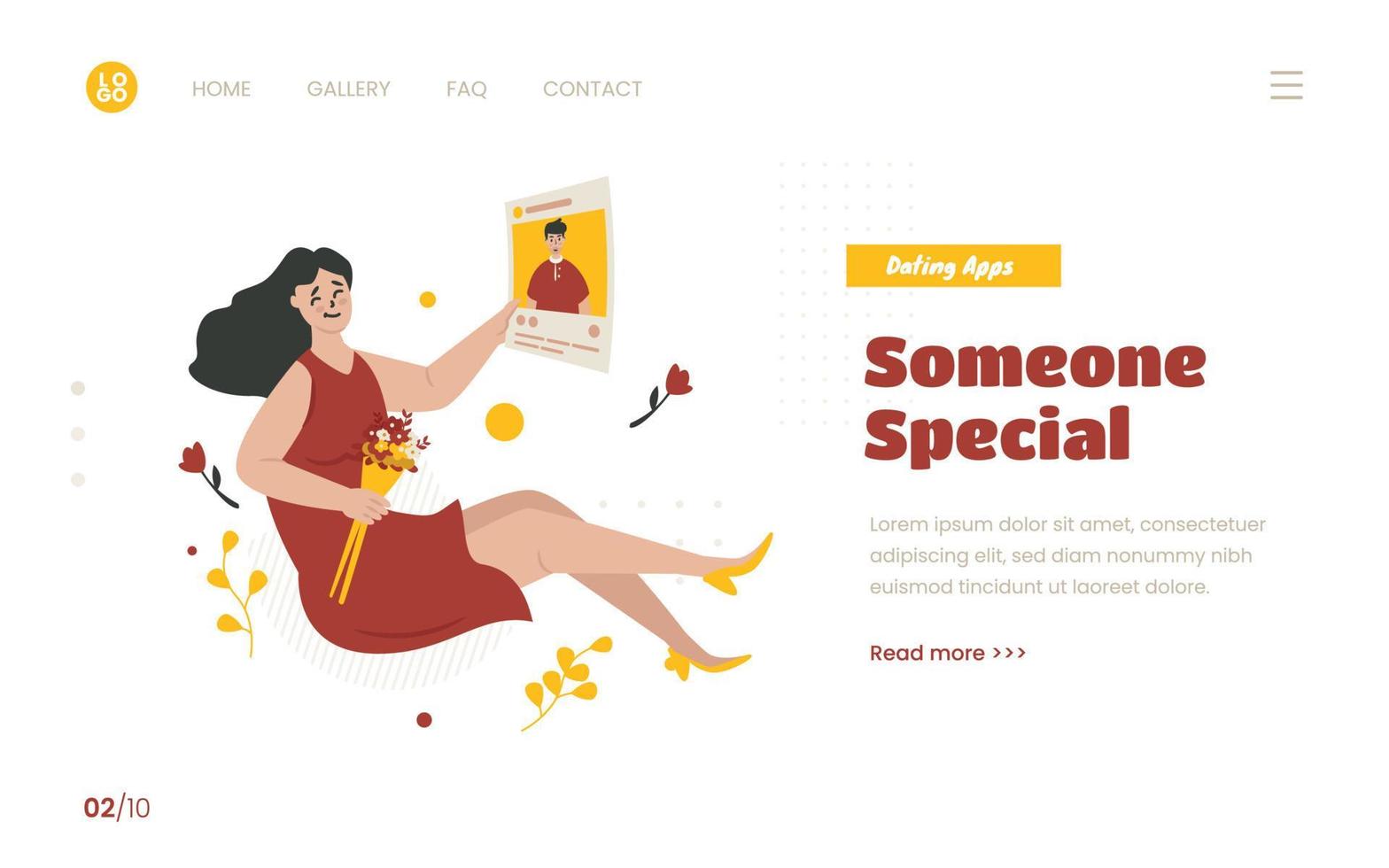 A woman meets someone special for social dating apps concept vector