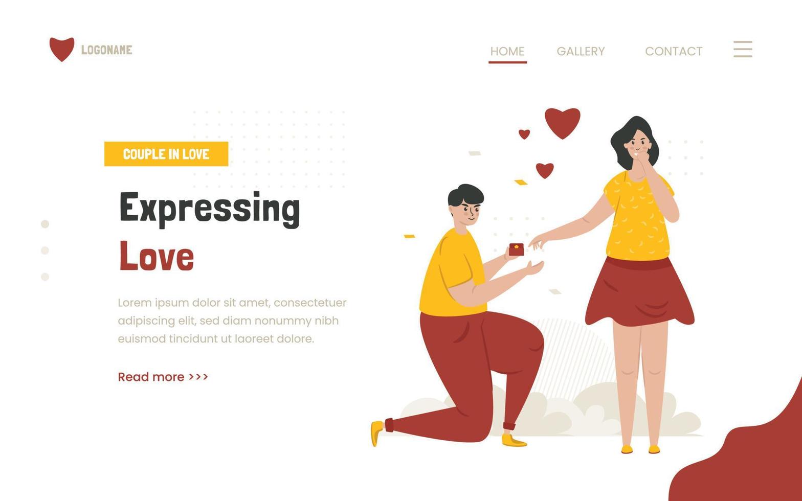 Expressing love, romantic couple flat design illustration vector
