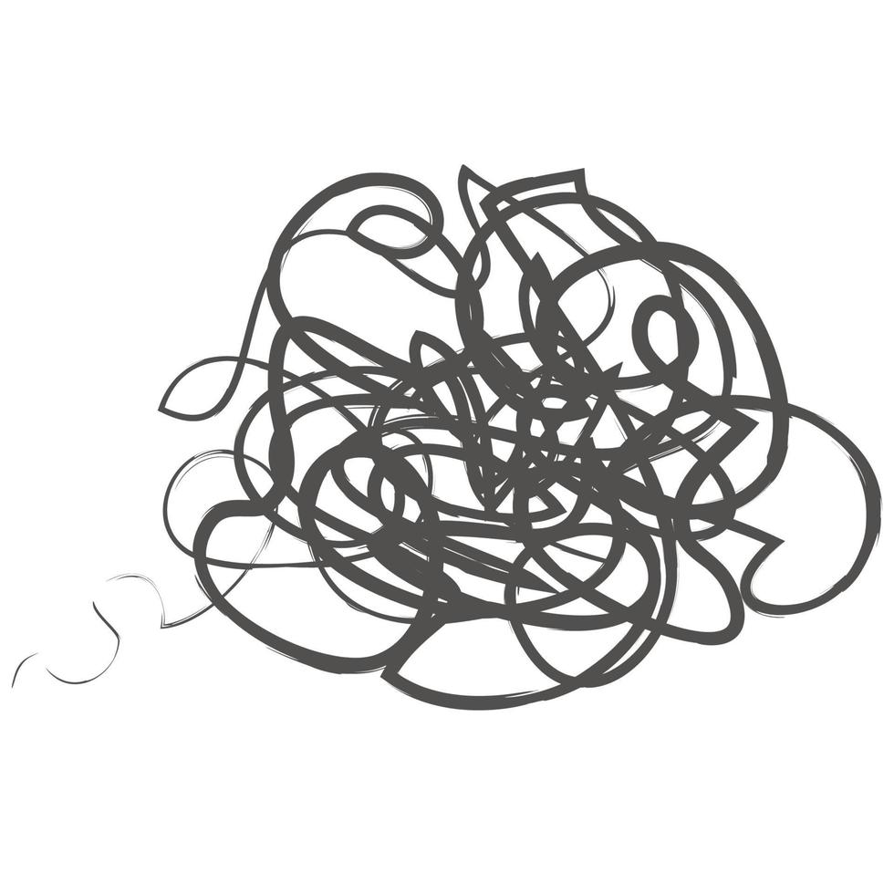 Tangled abstract scribble hand drawn line. Doodle vector tangles, black ines, circles. abstract scribble shape. chaos, depression, aggression, evil