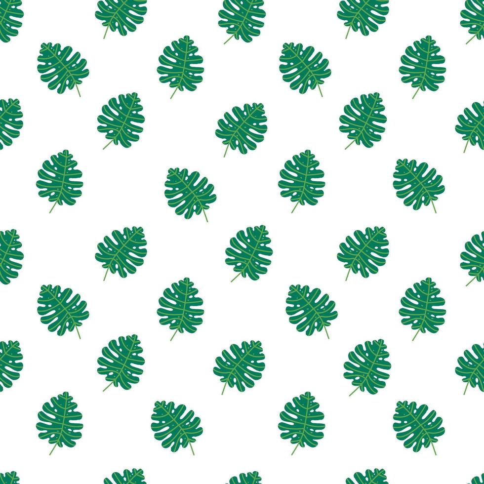 palma tropical y hojas de monstera sin costuras. fondo con hojas de monstera. patrón floral transparente. ilustración vectorial de verano. estampado de jungla plano vector