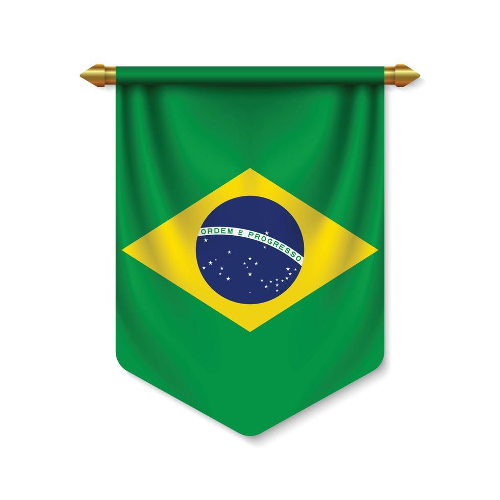 3d realistic pennant with flag vector