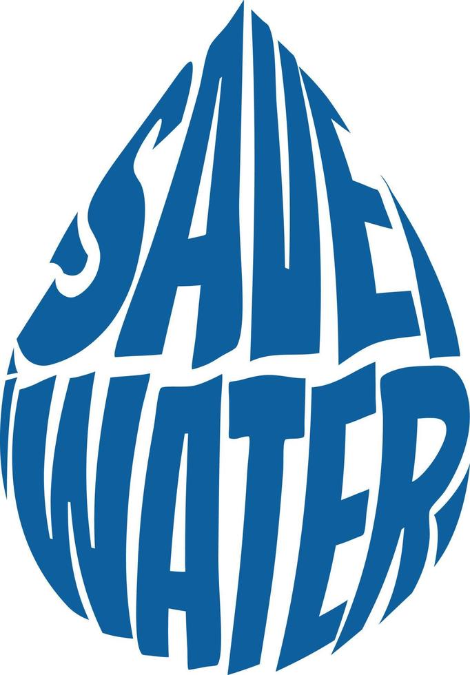 Save Water Droplet Shape Lettering vector