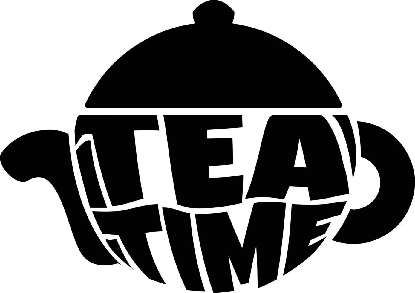 Tea Time Teapot Shape Lettering vector