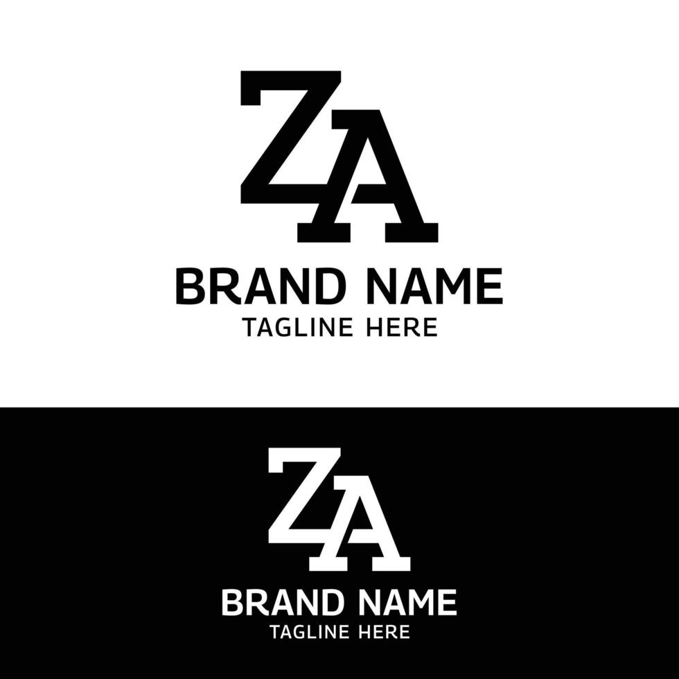 Z A ZA AZ Letter Monogram Initial Logo Design Template vector