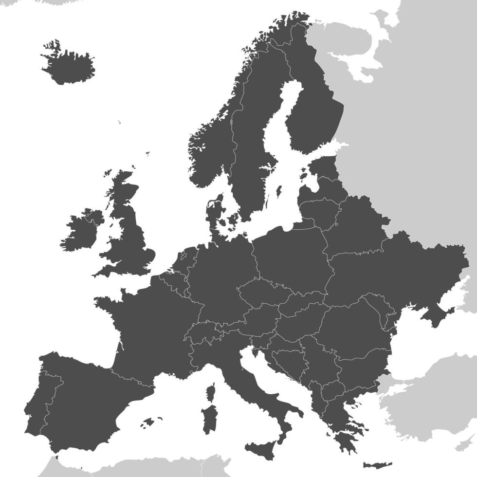 Map of Europe with borders vector