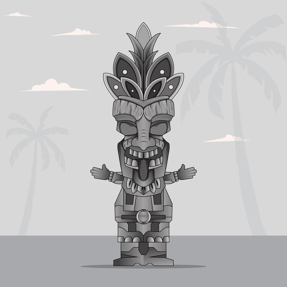 Tiki Mask Vintage Traditional Tattoos Design vector