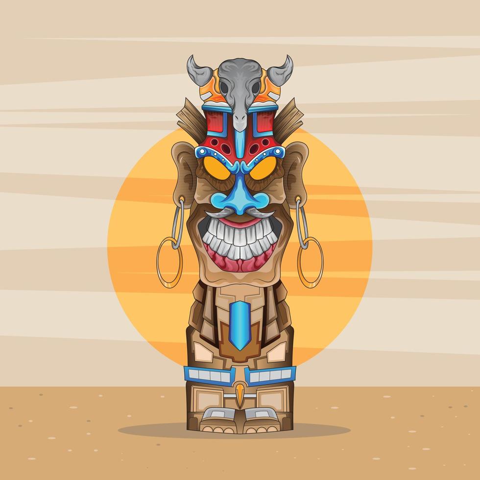 Astec Tiki Mask Bar vintage colorful metal sign vector