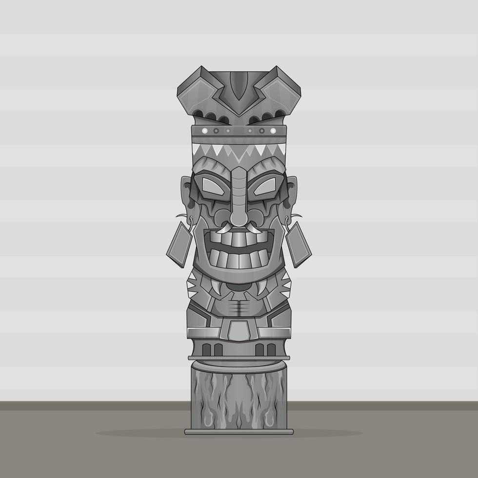 Vintage tiki mask wooden voodo tattoos vector