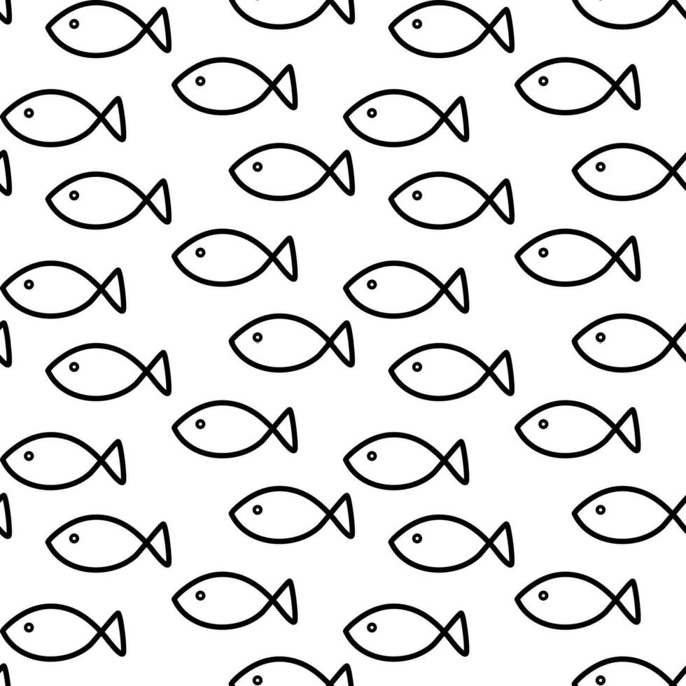 black line fish seamless background vector