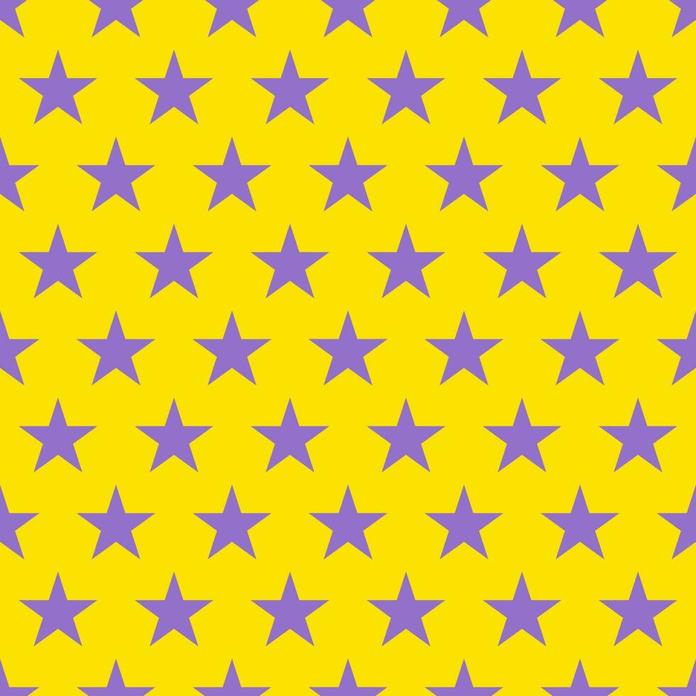 Seamless background with purple stars and yellow backgrounds. vector