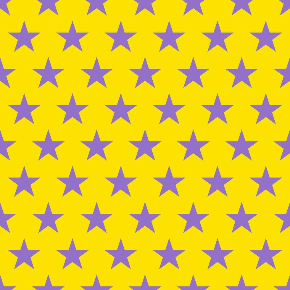 Seamless background with purple stars and yellow backgrounds. vector