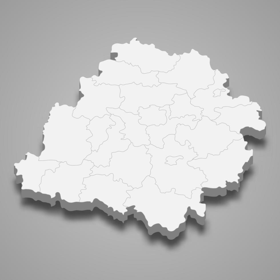 mapa 3d del voivodato de lodz es una provincia de polonia, vector