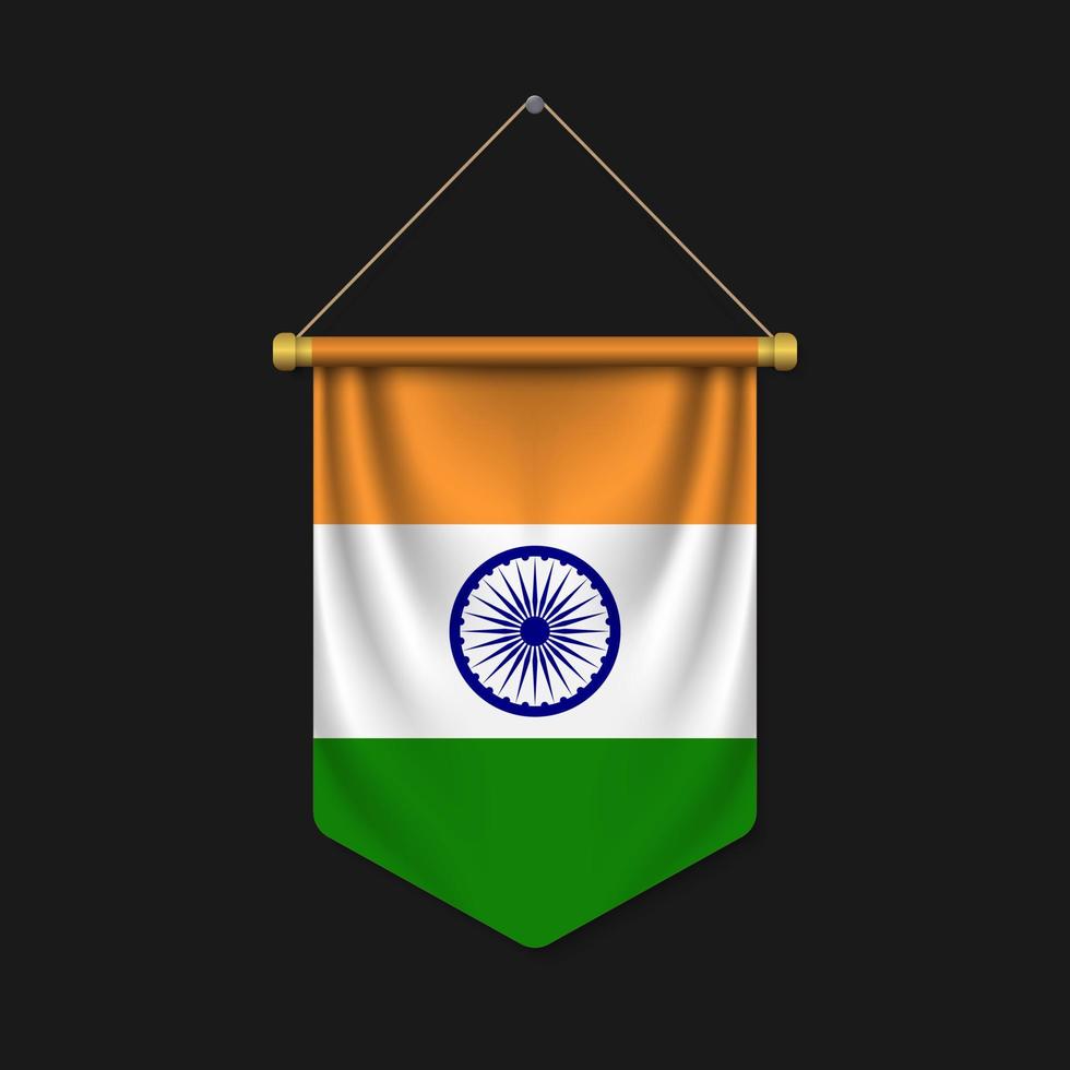 3d realistic pennant with flag vector