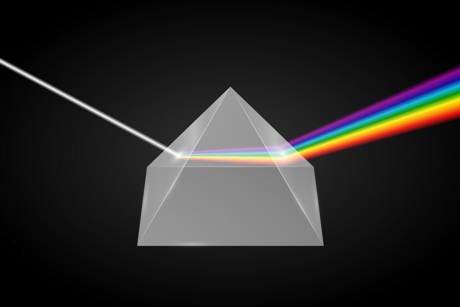 Glass pyramid refraction of light, vector