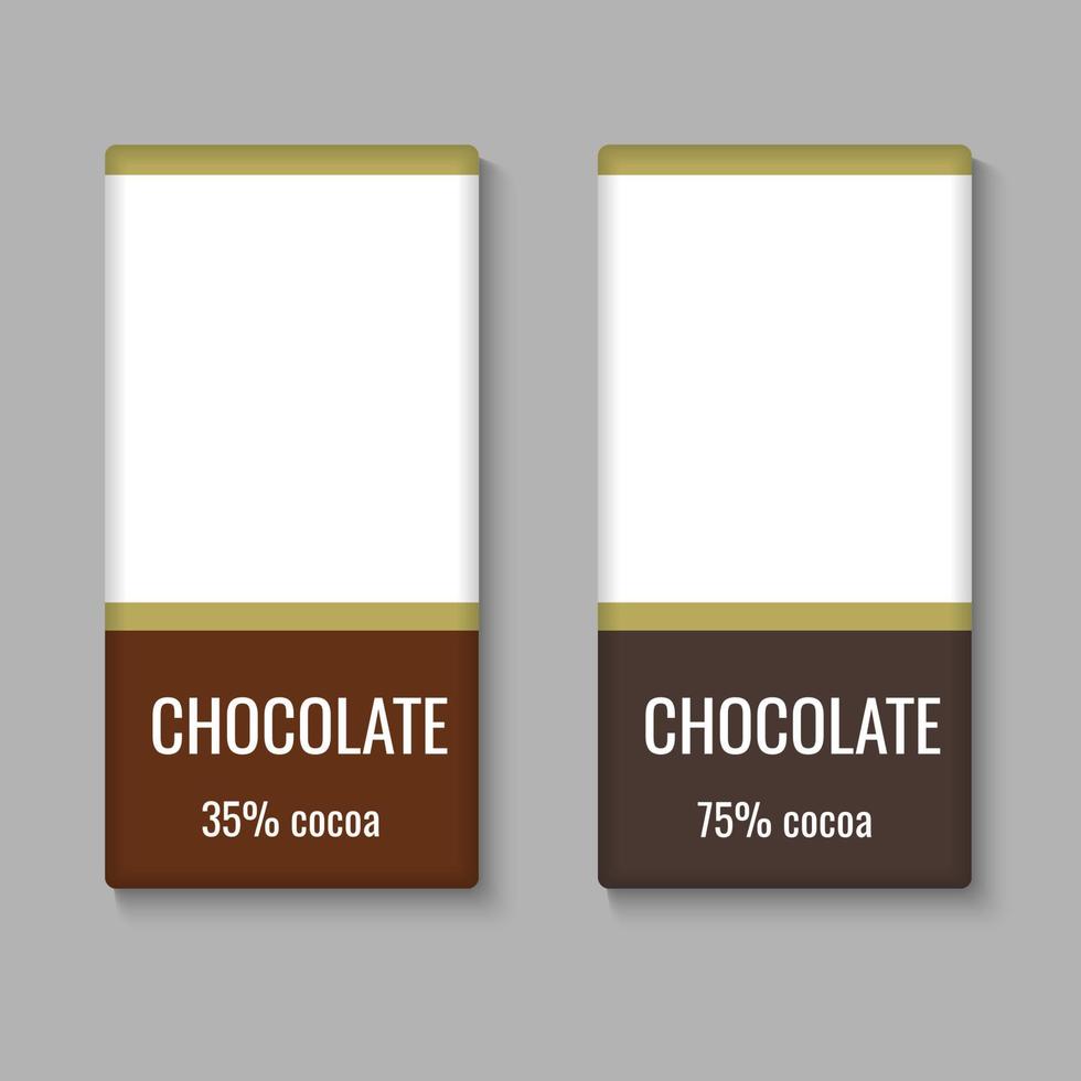 Realistic chocolate bar package template vector
