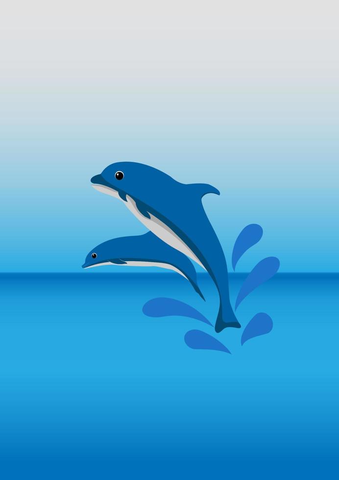 cute dolphin fish happy jumping on beach vector illustration