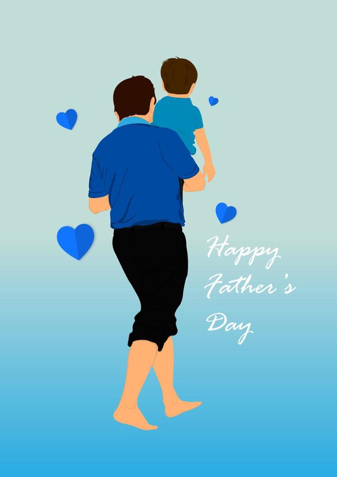 Graphics Design Father holding the young on hands with text Happy Father's Day for greeting card vector illustration