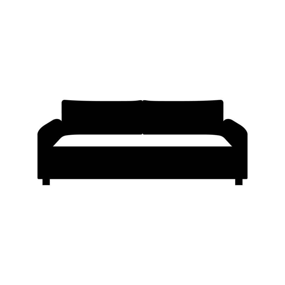 Sofa Silhouette. Black and White Icon Design Element on Isolated White Background vector