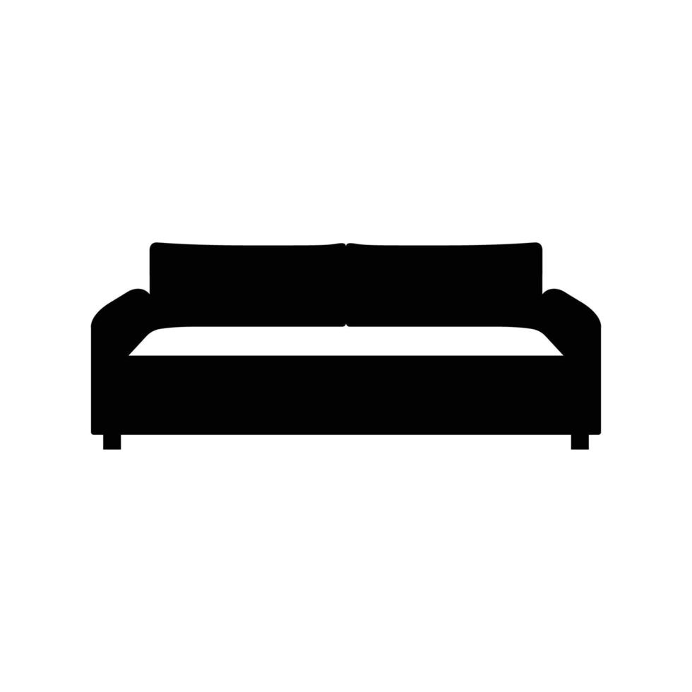 Sofa Silhouette. Black and White Icon Design Element on Isolated White Background vector