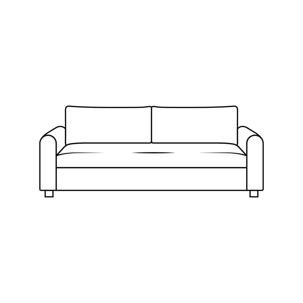 Sofa Outline Icon Illustration on Isolated White Background vector