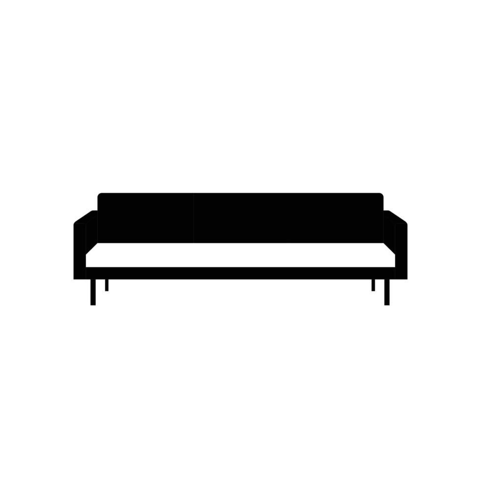 Sofa Silhouette. Black and White Icon Design Element on Isolated White Background vector