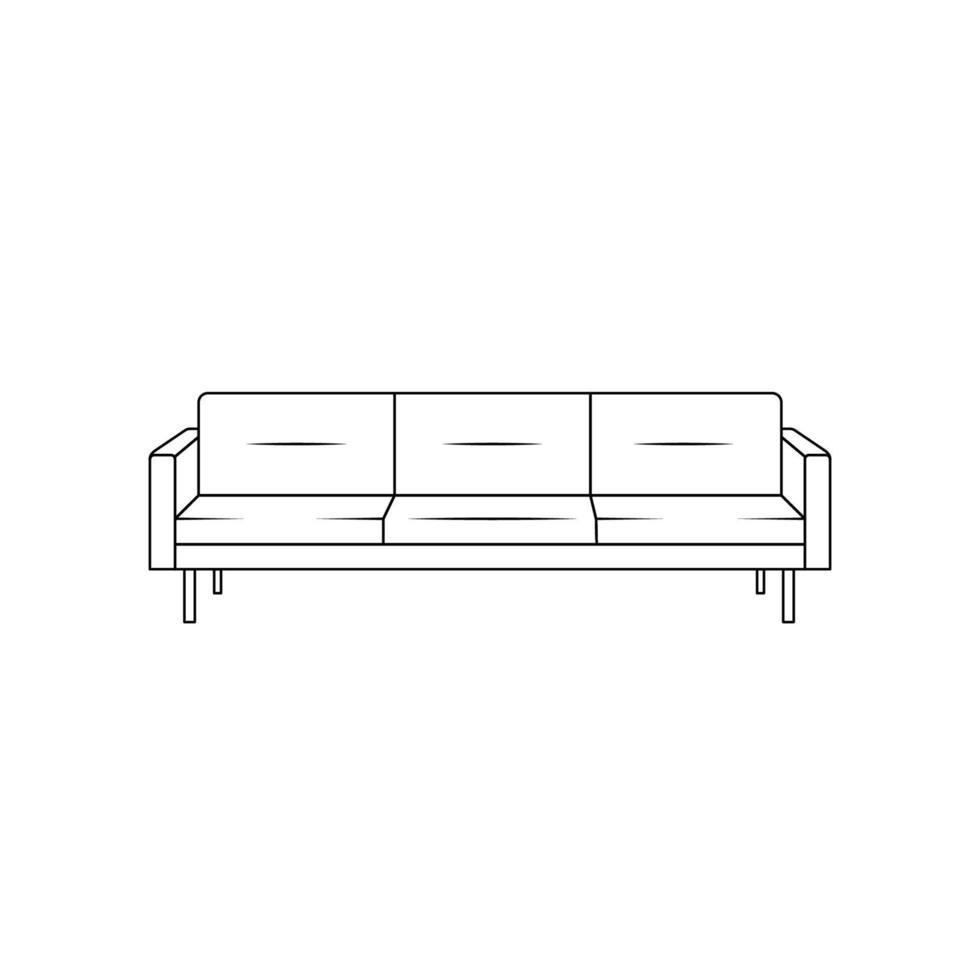 Sofa Outline Icon Illustration on Isolated White Background vector