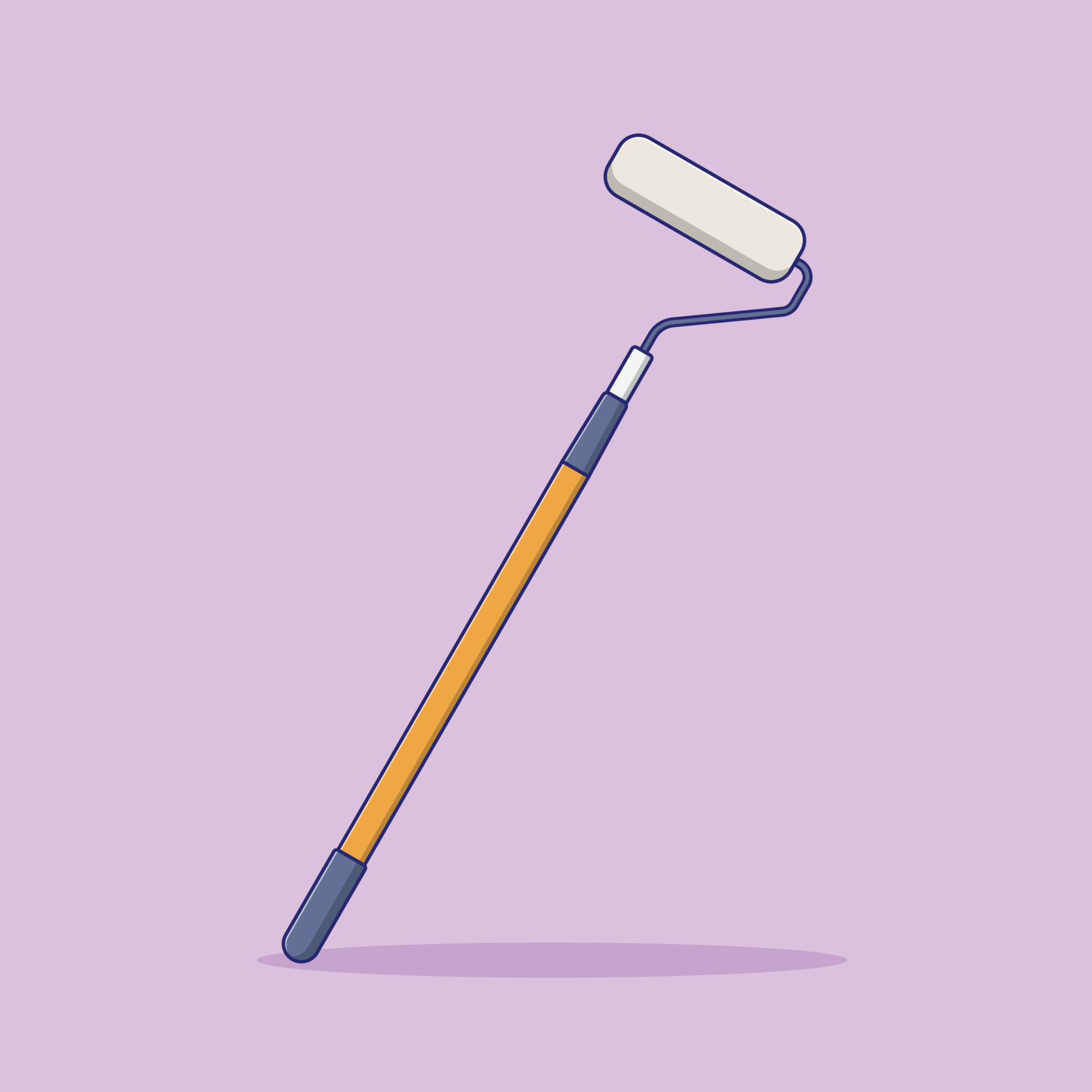Paint Roller Vector Icon Illustration. Long Paint Roller Vector. Flat