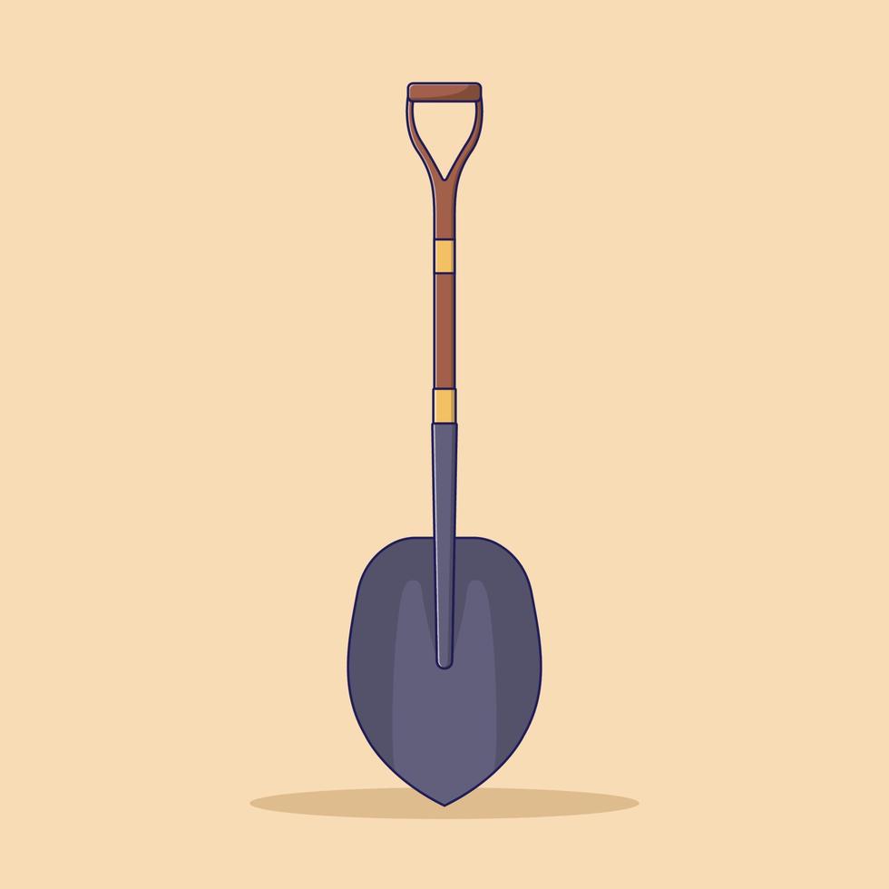 Shovel Vector Illustration. Object. Gardening Tool Vector. Flat Cartoon Style Suitable for Web Landing Page, Banner, Flyer, Sticker, Card, Background