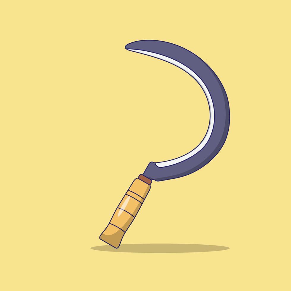 Sickle Vector Illustration. Object. Gardening Tool Vector. Flat Cartoon Style Suitable for Web Landing Page, Banner, Flyer, Sticker, Card, Background