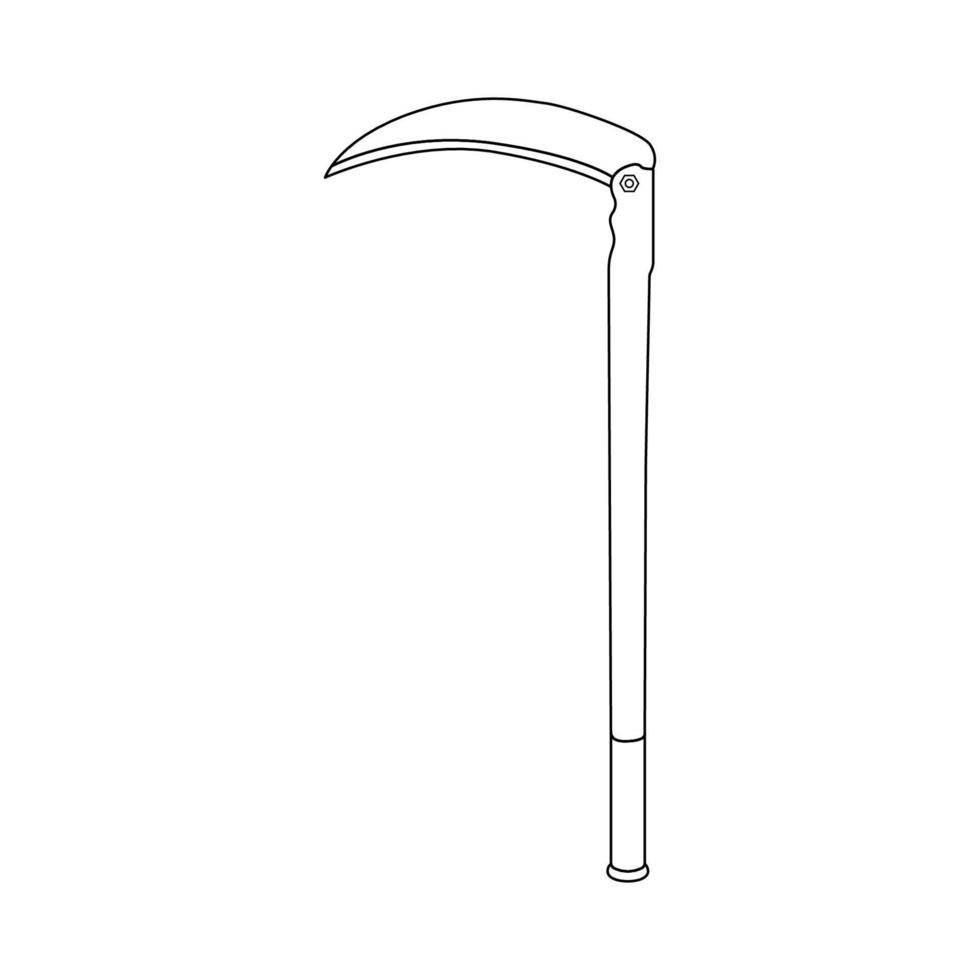 Scythe Outline Icon Illustration on Isolated White Background vector