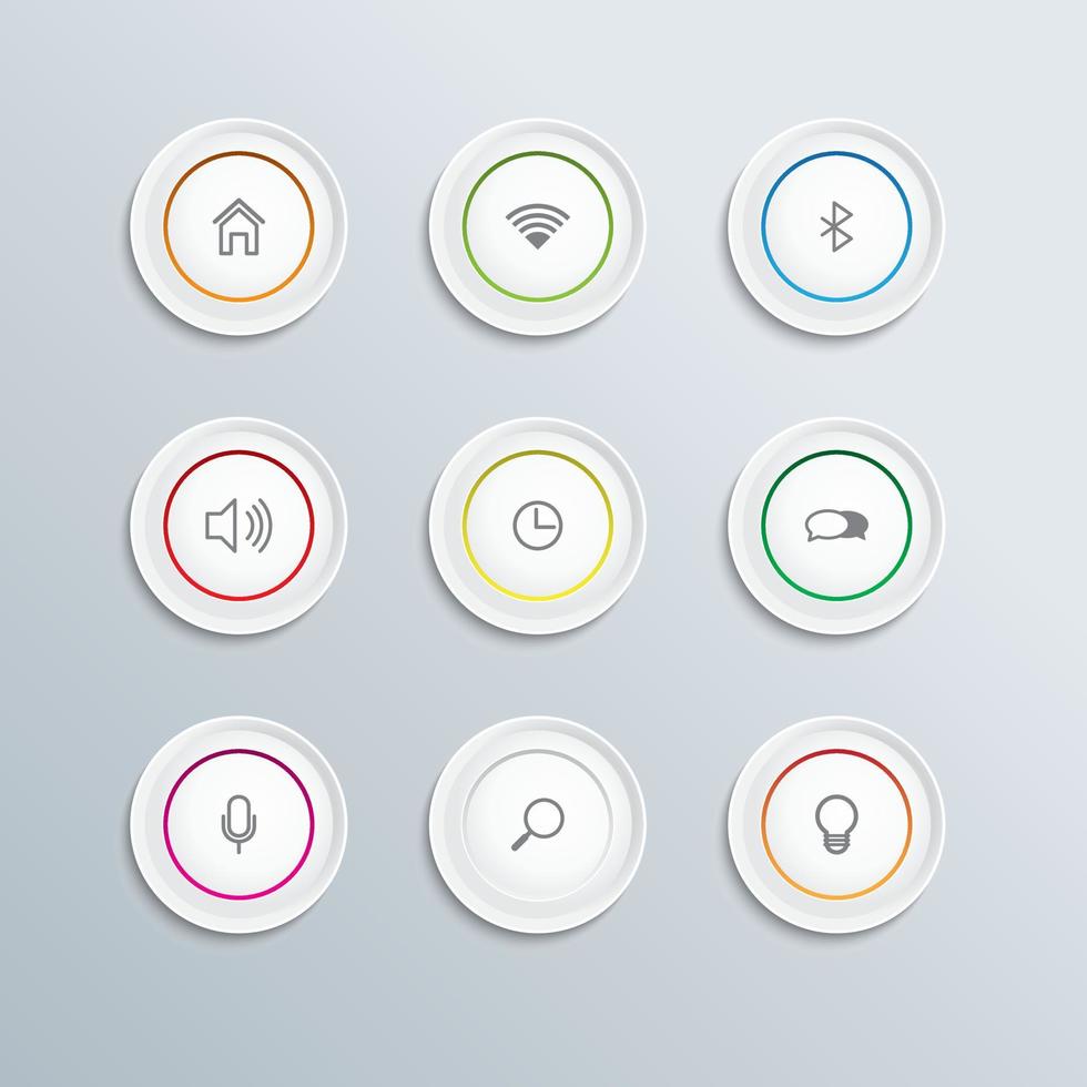 White button with a symbol for user interface on gray background. vector