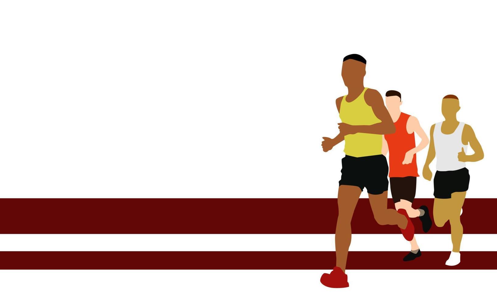 Flat illustration of running men. Running day poster. vector