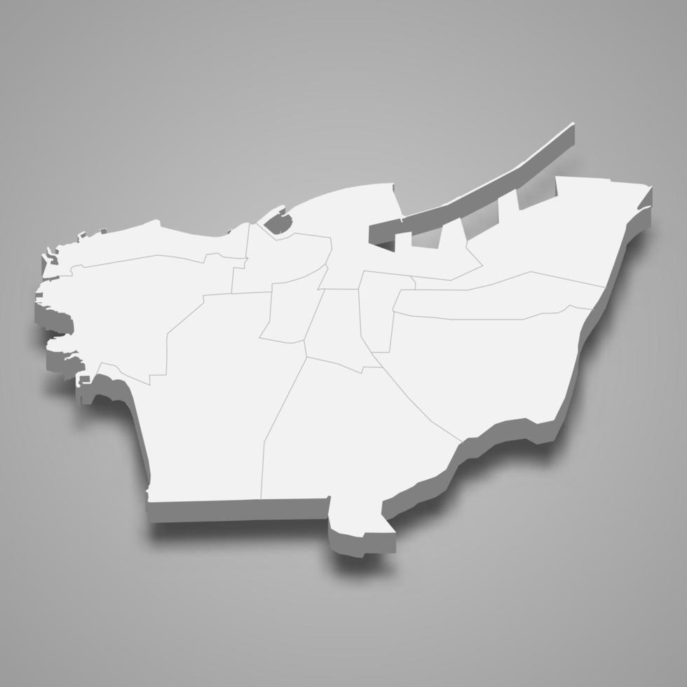 El mapa isométrico 3d de beirut es una gobernación del líbano vector