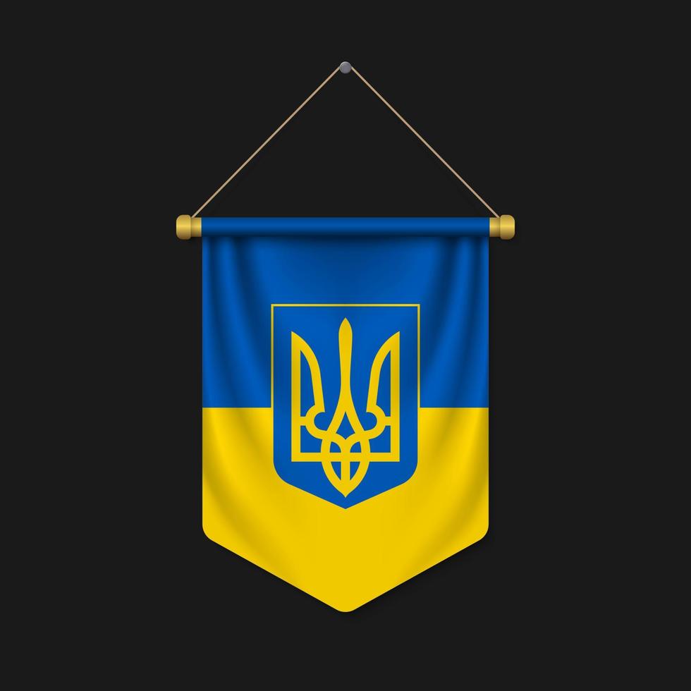 3d realistic pennant with flag vector