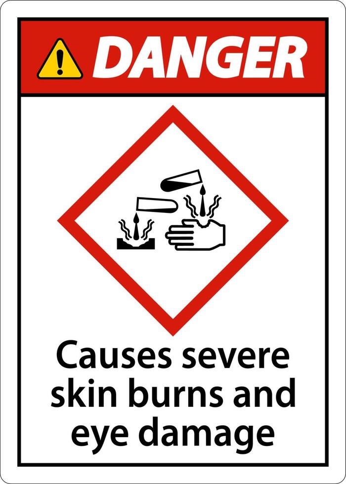 Danger Causes Severe Skin Burns Eye Damage GHS Sign vector