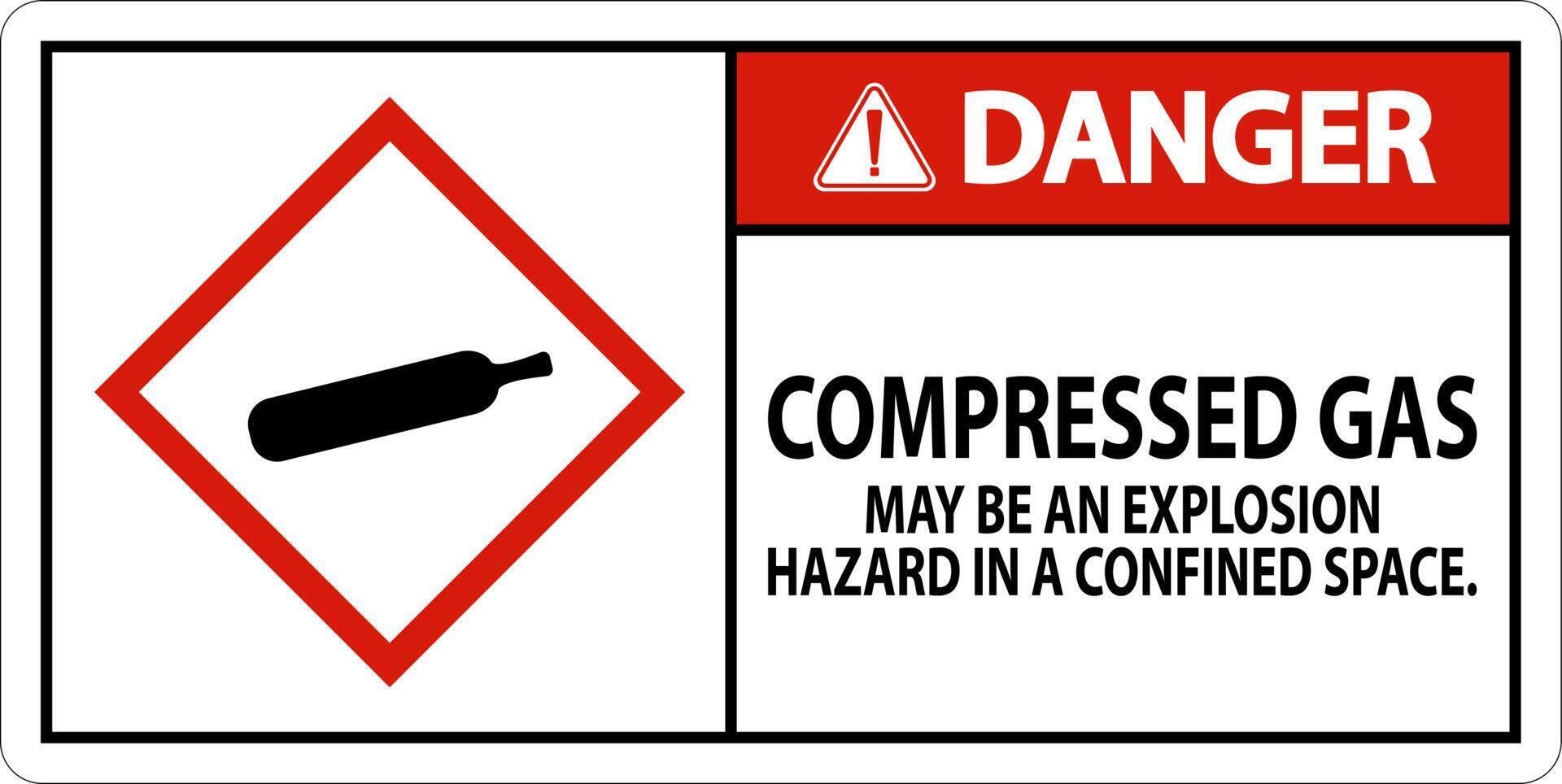peligro gas comprimido ghs signo sobre fondo blanco vector