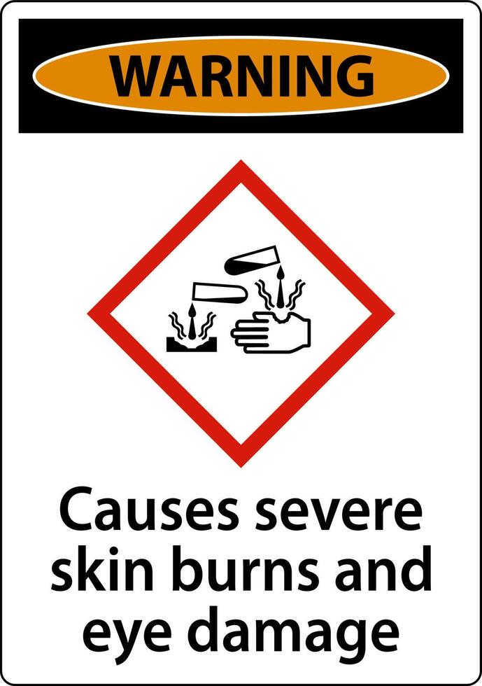 Warning Causes Severe Skin Burns Eye Damage GHS Sign vector