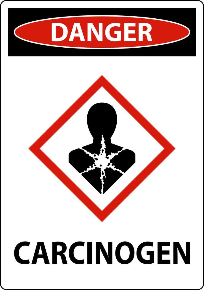 peligro carcinógeno ghs signo sobre fondo blanco vector