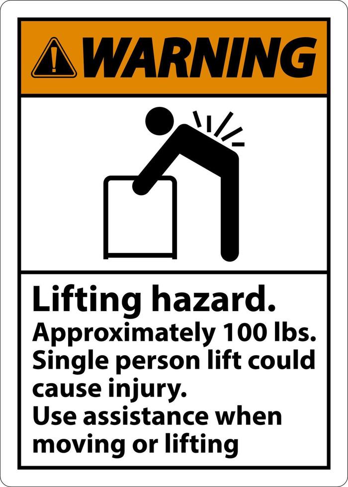 Warning Lifting Hazard Use Assistance Label On White Background vector