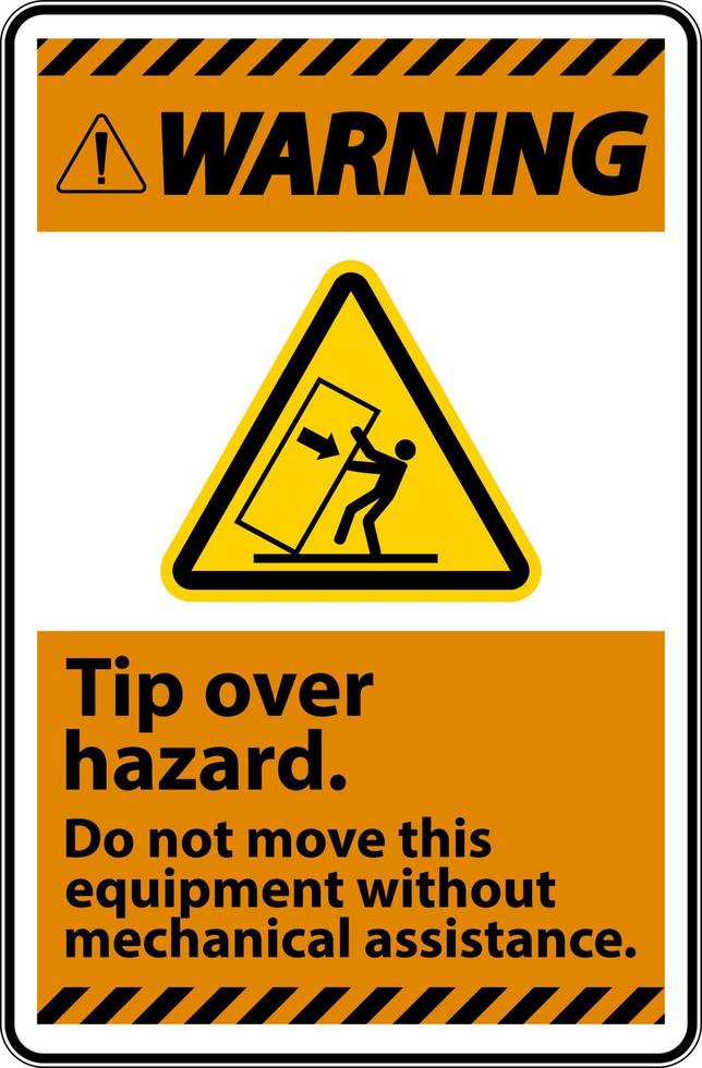 Warning Tip Over Hazard Do Not Move Label On White Background vector
