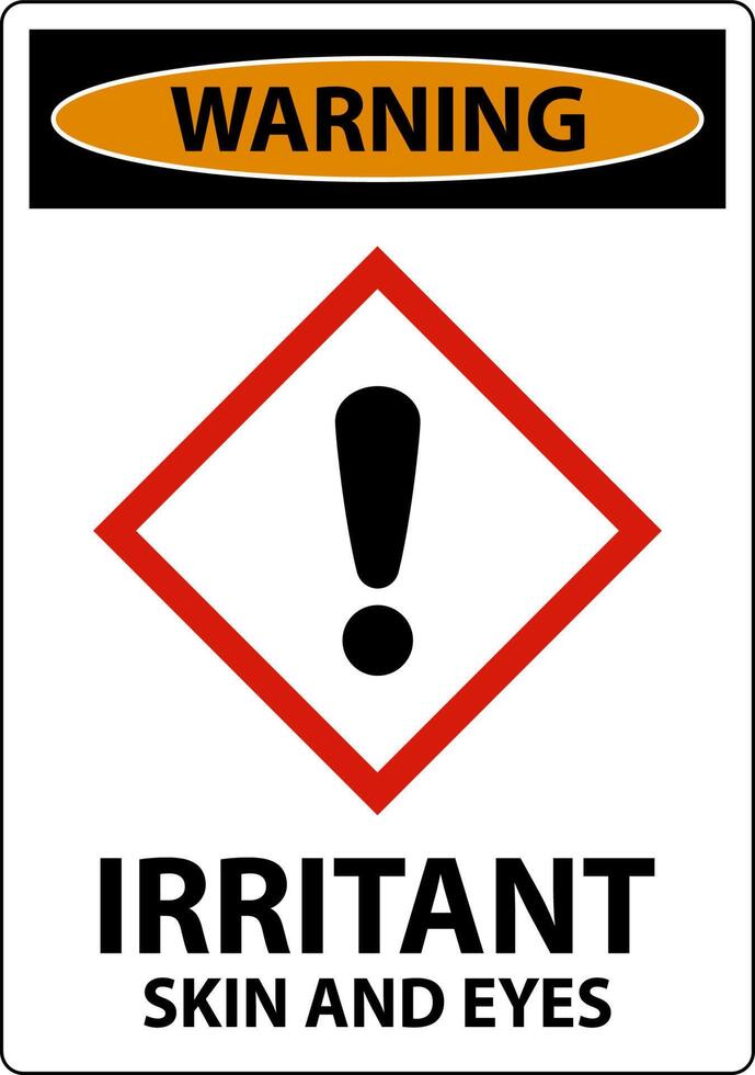 Warning Irritant GHS Sign On White Background vector