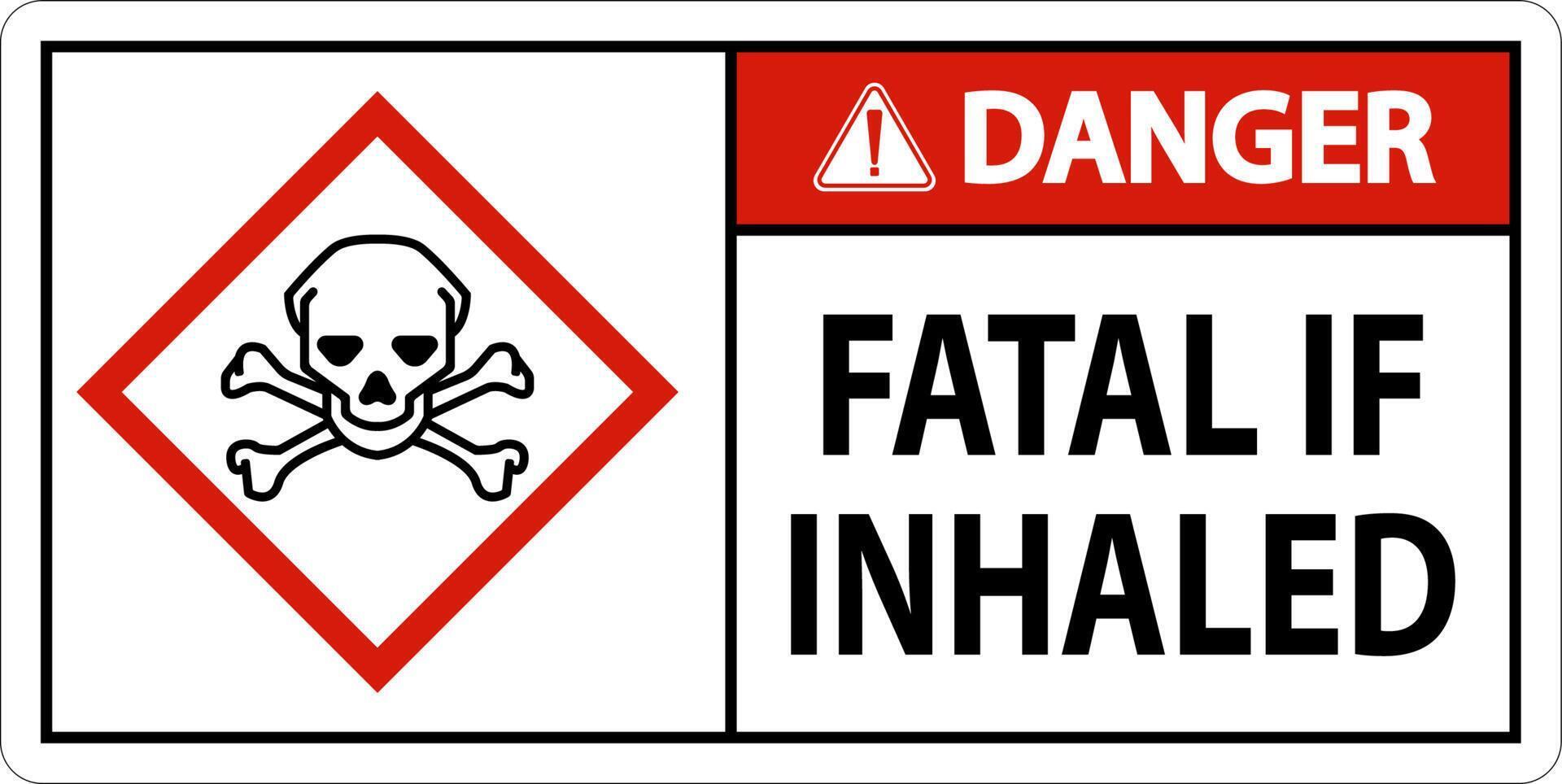 Danger Fatal In Inhaled Sign On White Background vector