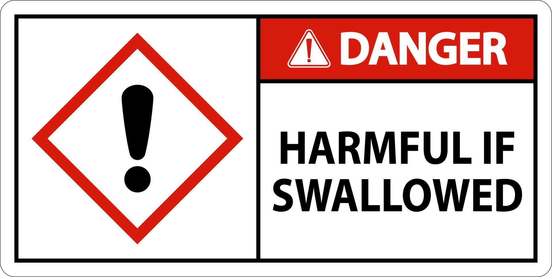 Danger Harmful If Swallowed GHS Sign On White Background vector