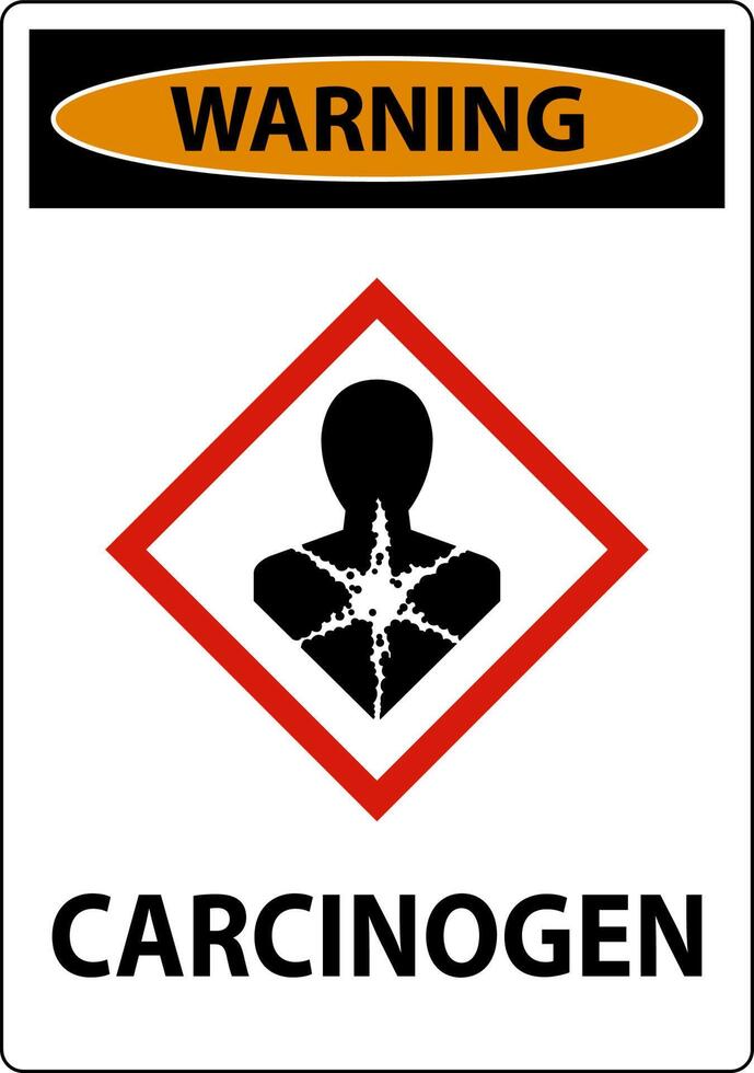 Warning Carcinogen GHS Sign On White Background vector