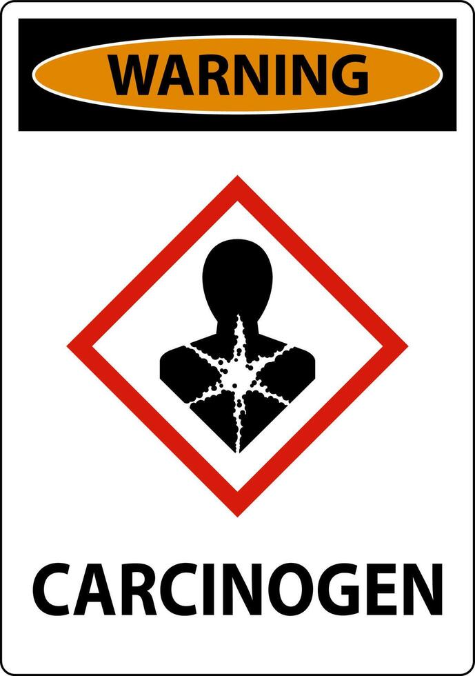 signo de advertencia carcinógeno ghs sobre fondo blanco vector