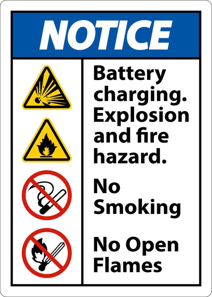 Notice Explosion and Fire Hazard Sign On White Background vector