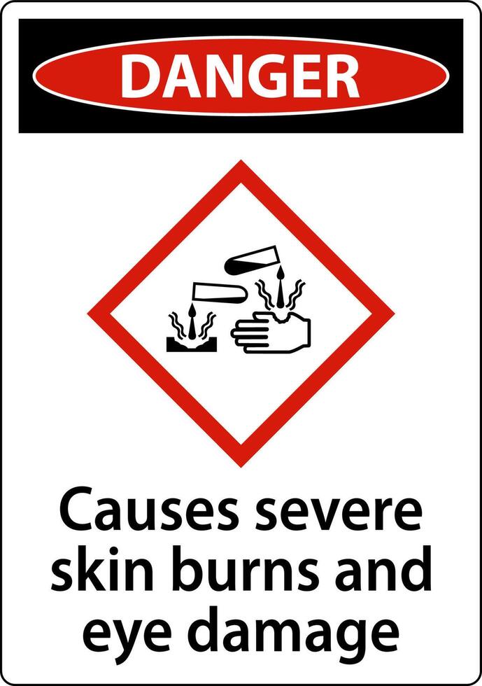 Danger Causes Severe Skin Burns Eye Damage GHS Sign vector