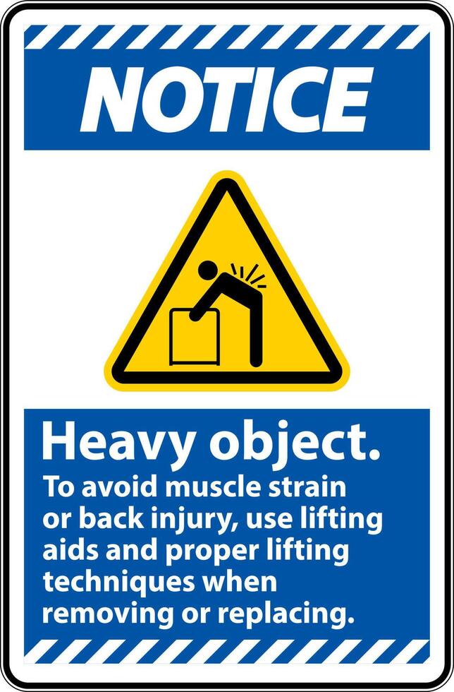Notice Heavy Object Use Lifting Aids Label On White Background 8066302
