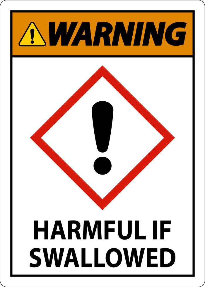 Warning Harmful If Swallowed GHS Sign On White Background vector